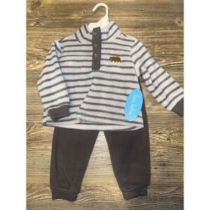 Bon Bebe Boys 2 Pc Shirt Pants Outfit Size 12m. Gray Fleece. NWT. 5